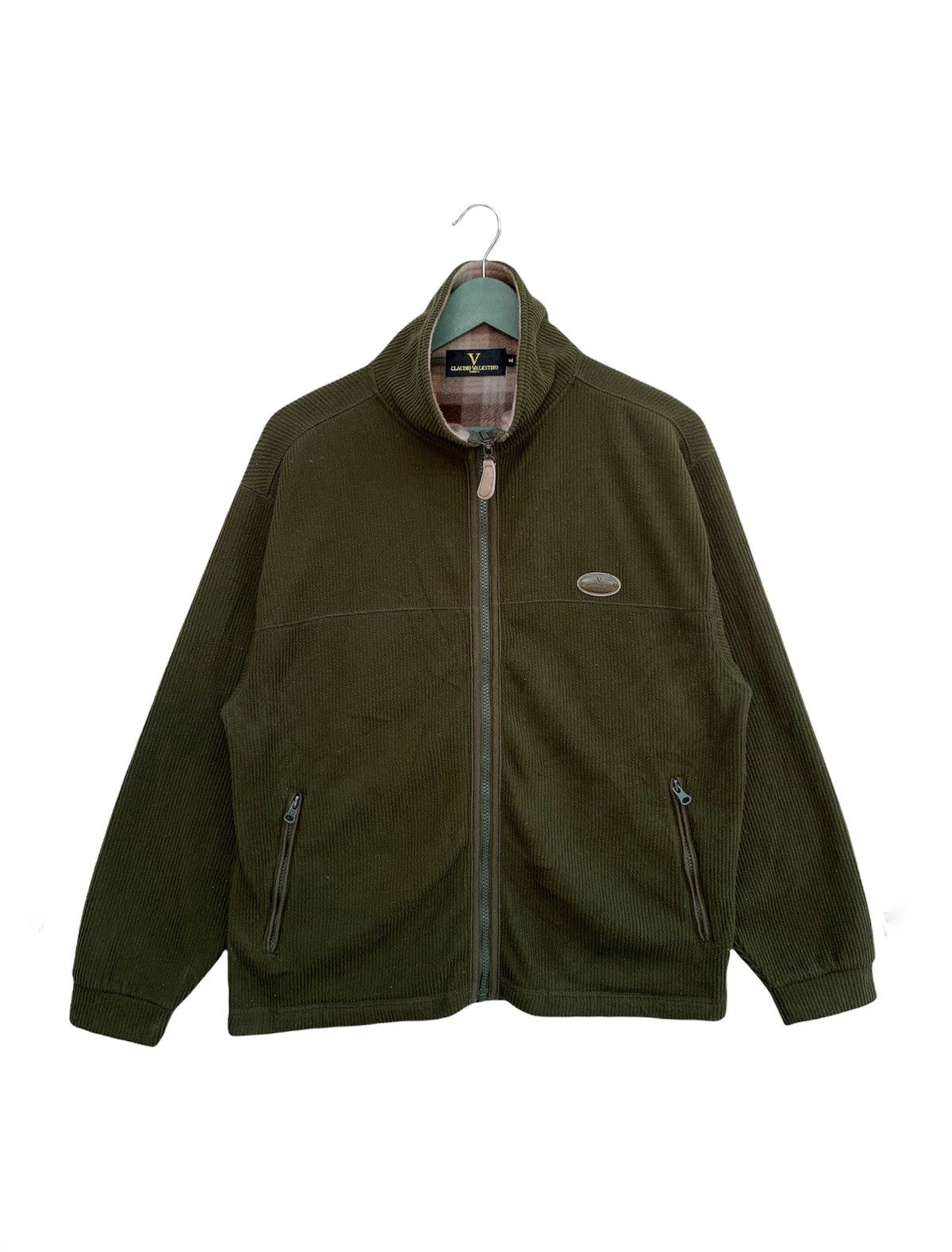 Designer Vintage Claudio Valentino Full Zip Sweater in Green, Men's (Size Medium)