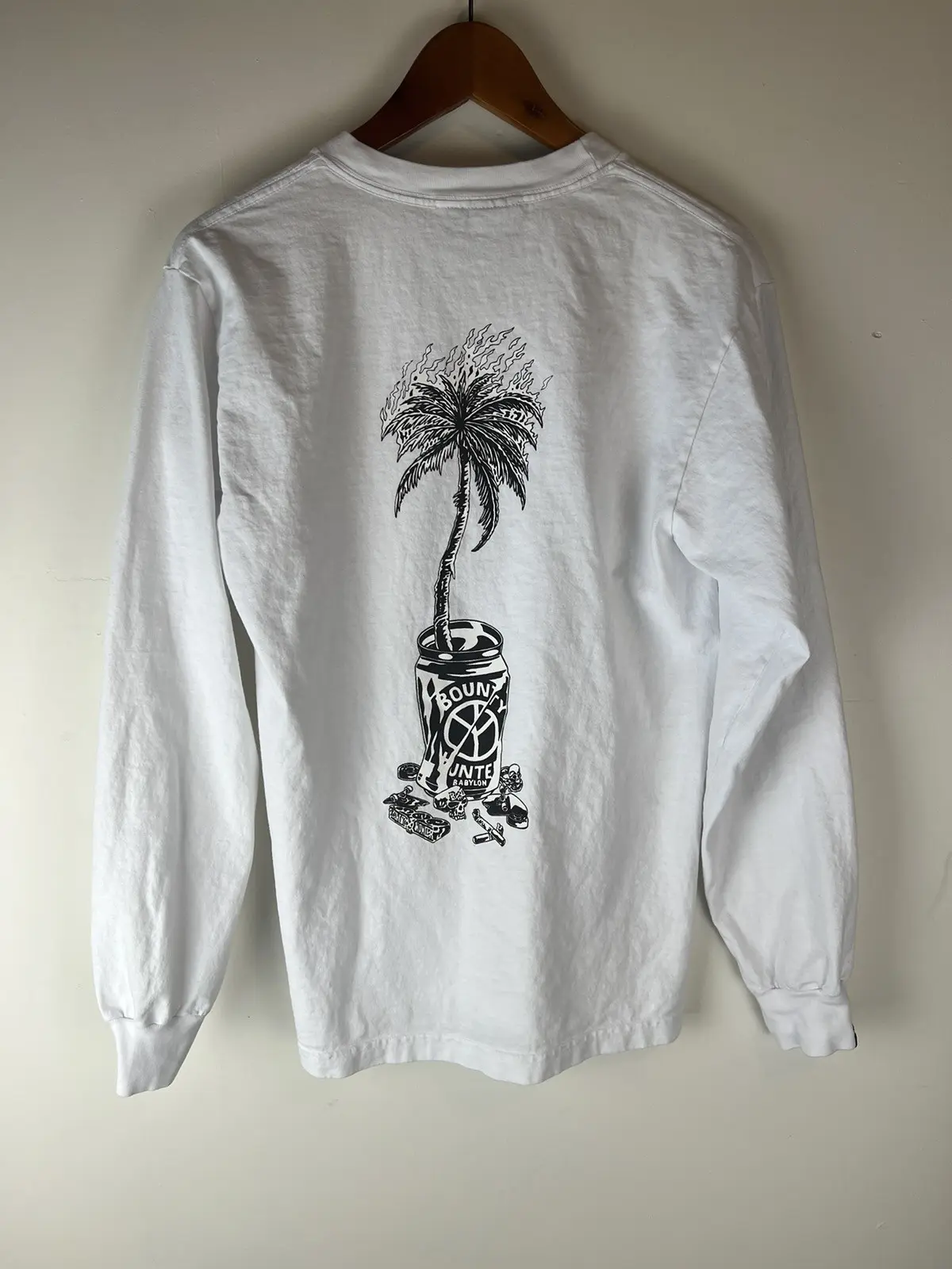 Wasted Youth Bounty Hunter Babylon Long Sleeve in White, Men's (Size Small)