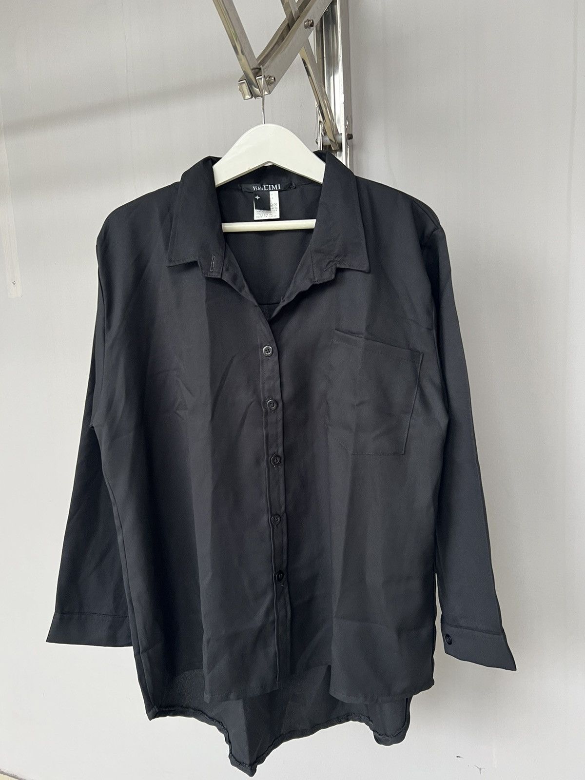 Ys Yohji Yamamoto Limi Feu Unisex Long Shirt Avant-Garde in Black, Men's (Size Medium)