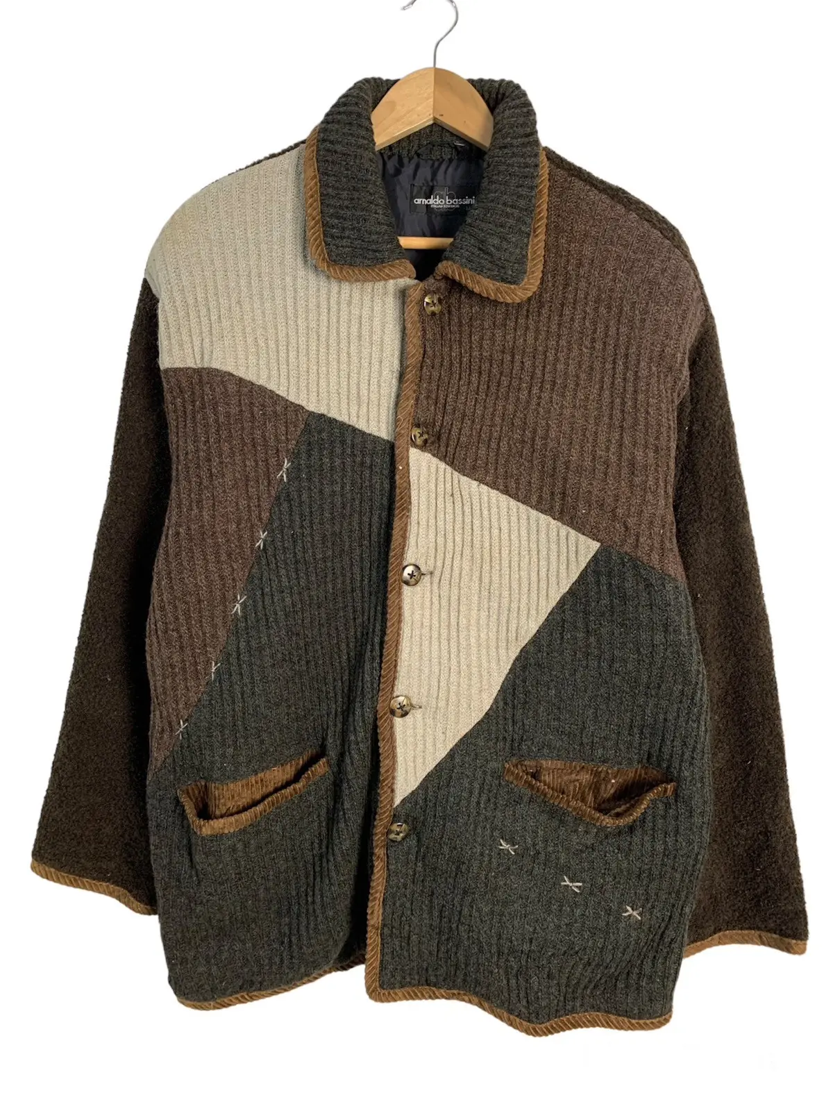 Arnaldo Bassini Color Block Jacket in Brown, Men's (Size Medium)