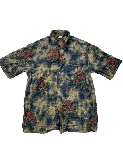 Eternal Flower Fullprint Shirt Button Down in Blue, Men's (Size Medium)