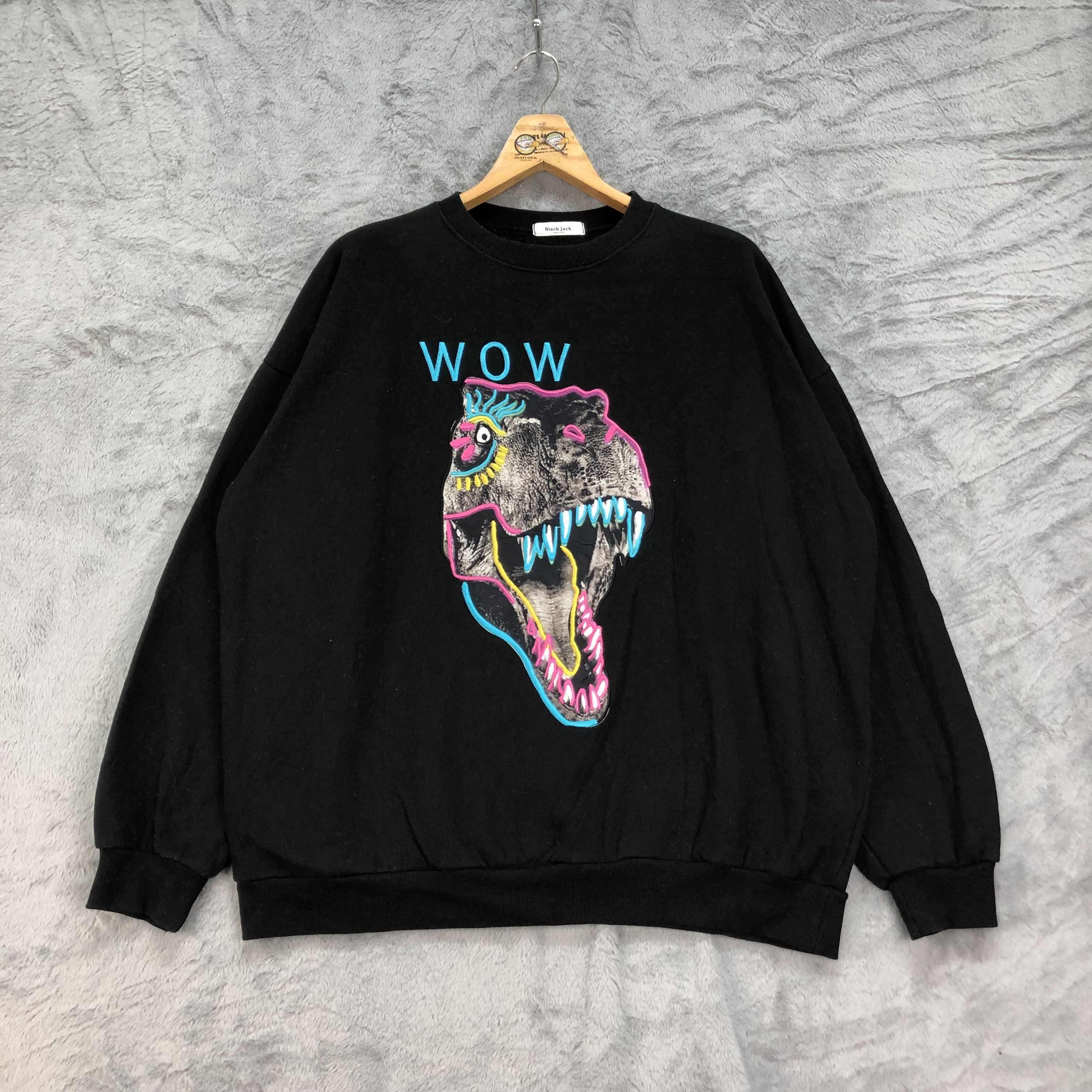 Blackjack Black Jack T-Rex Graphic Print Oversize Sweatshirt 4432-153, Men's (Size XL)