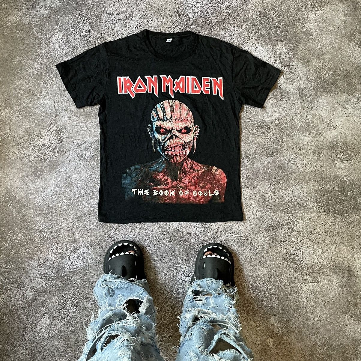 Band Tees Vintage Y2K Iron Maiden Screamer Face Angry Skeleton 90's in Black, Men's (Size Large)