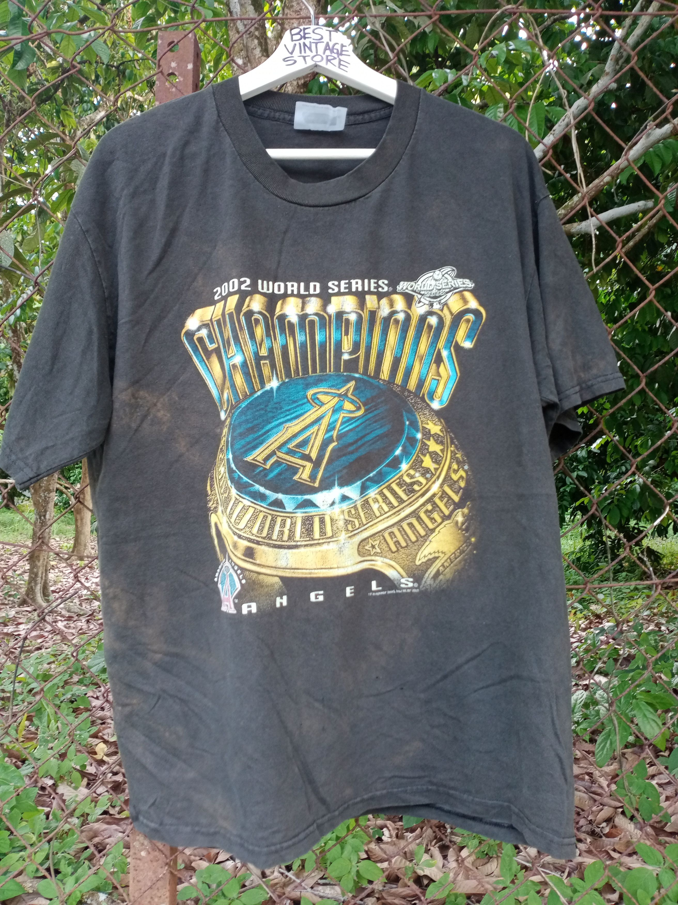 Mlb x Vintage Anaheim Angels Champion World Series 2002 Tshirt in Black, Men's (Size Large)
