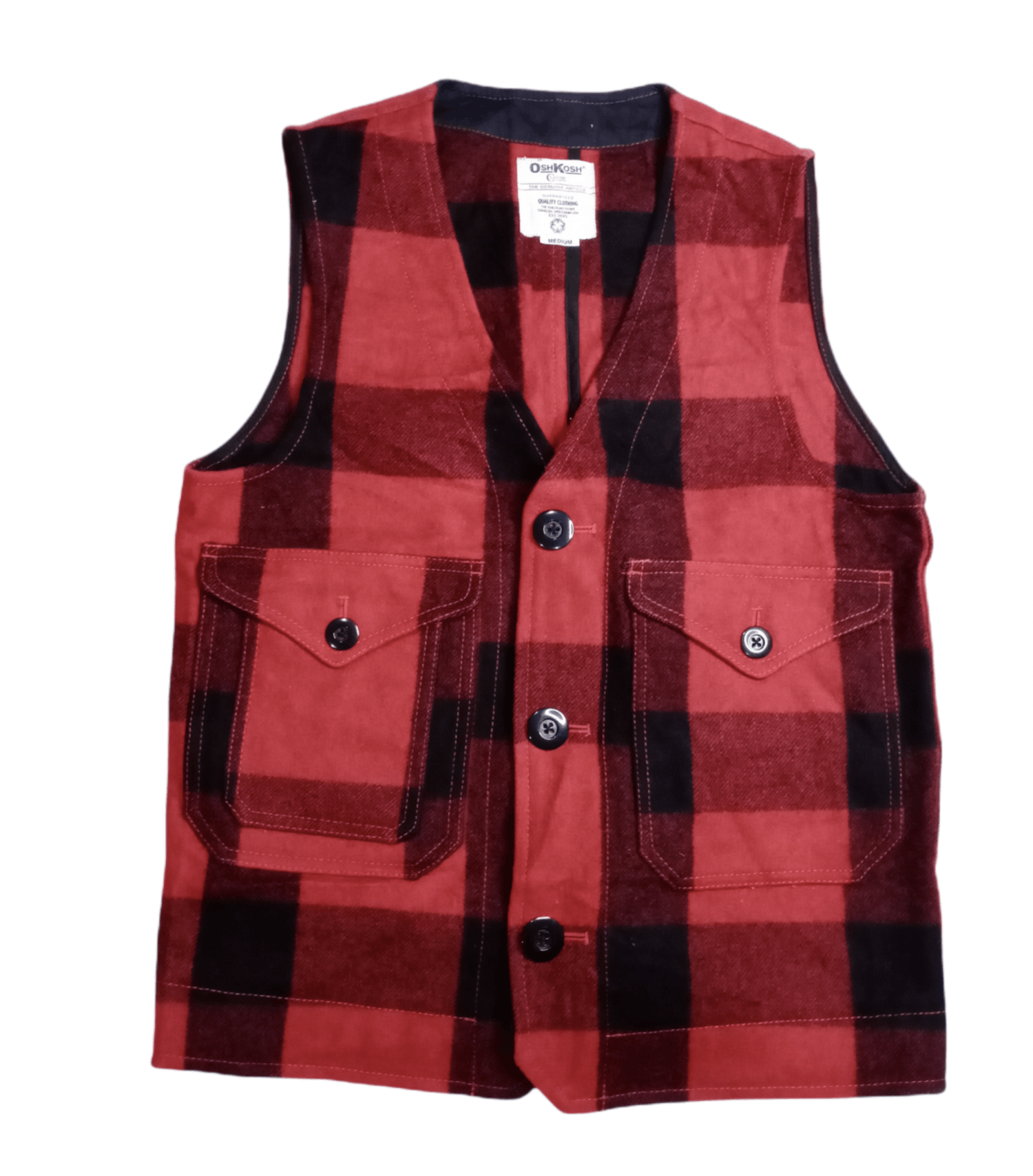 Vintage Oshkosh Wool Vest Checked Jacket, Men's (Size Medium)