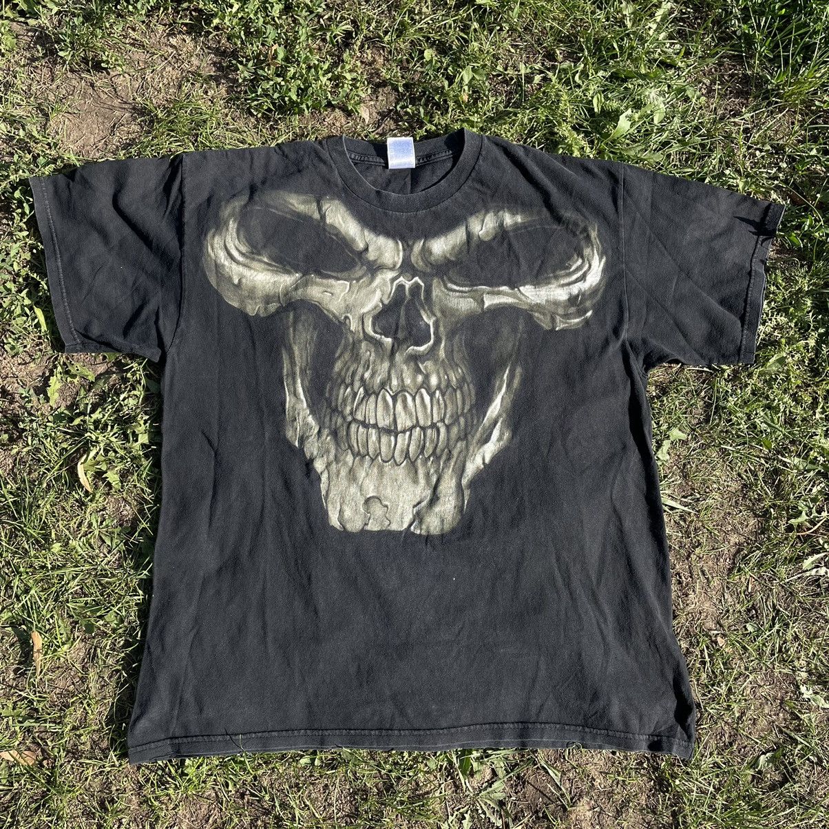 Band Tees Vintage 90's Skulls Dead Face Horror Tee Rock Streetwear in Black, Men's (Size Large)