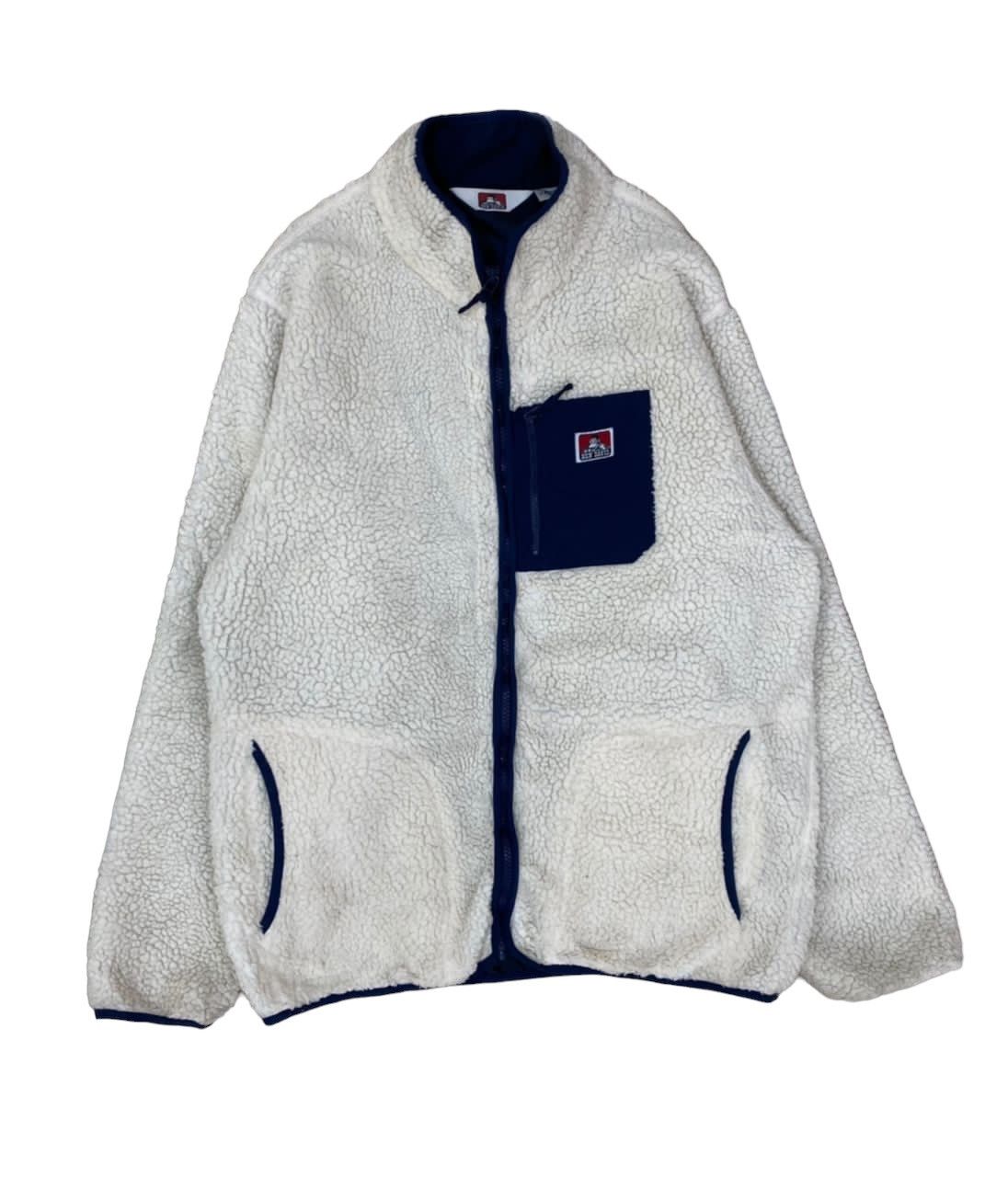 Vintage 90's Ben Davis Deep Pile Zipper Jacket in White, Men's (Size Large)