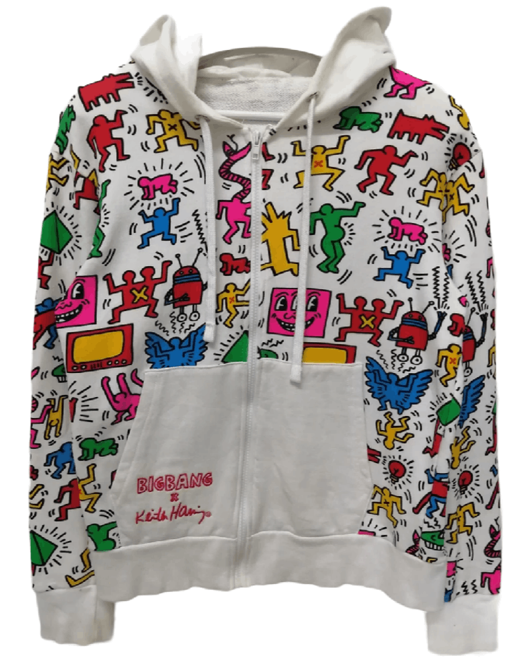 Keith Haring X Bigbang Over Print Hoodie in Green, Men's (Size Medium)