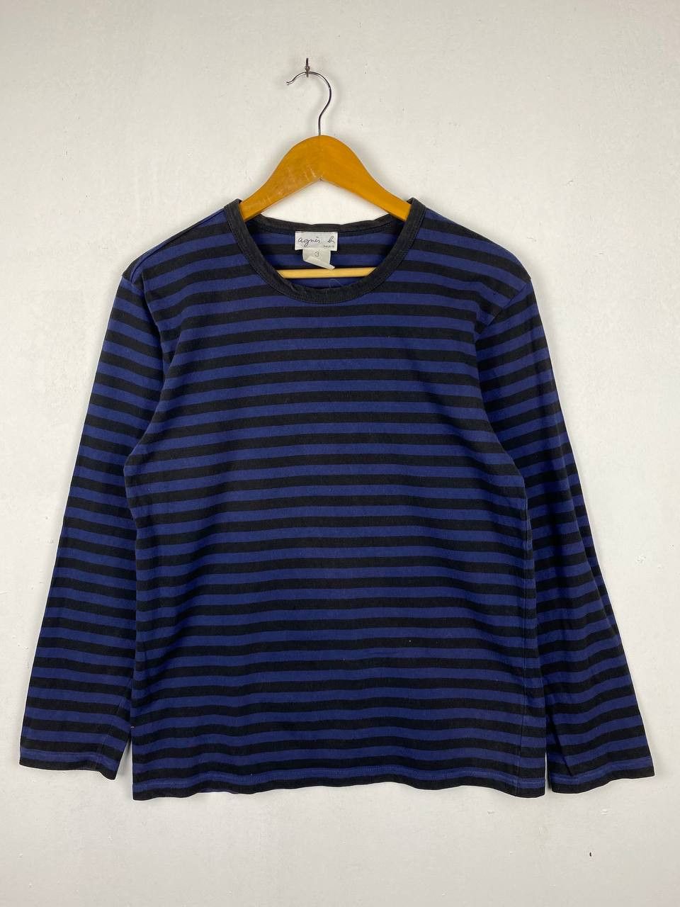 Vintage Agnes B Longsleeves Striped Shirt Nice Design in Blue, Men's (Size Medium)
