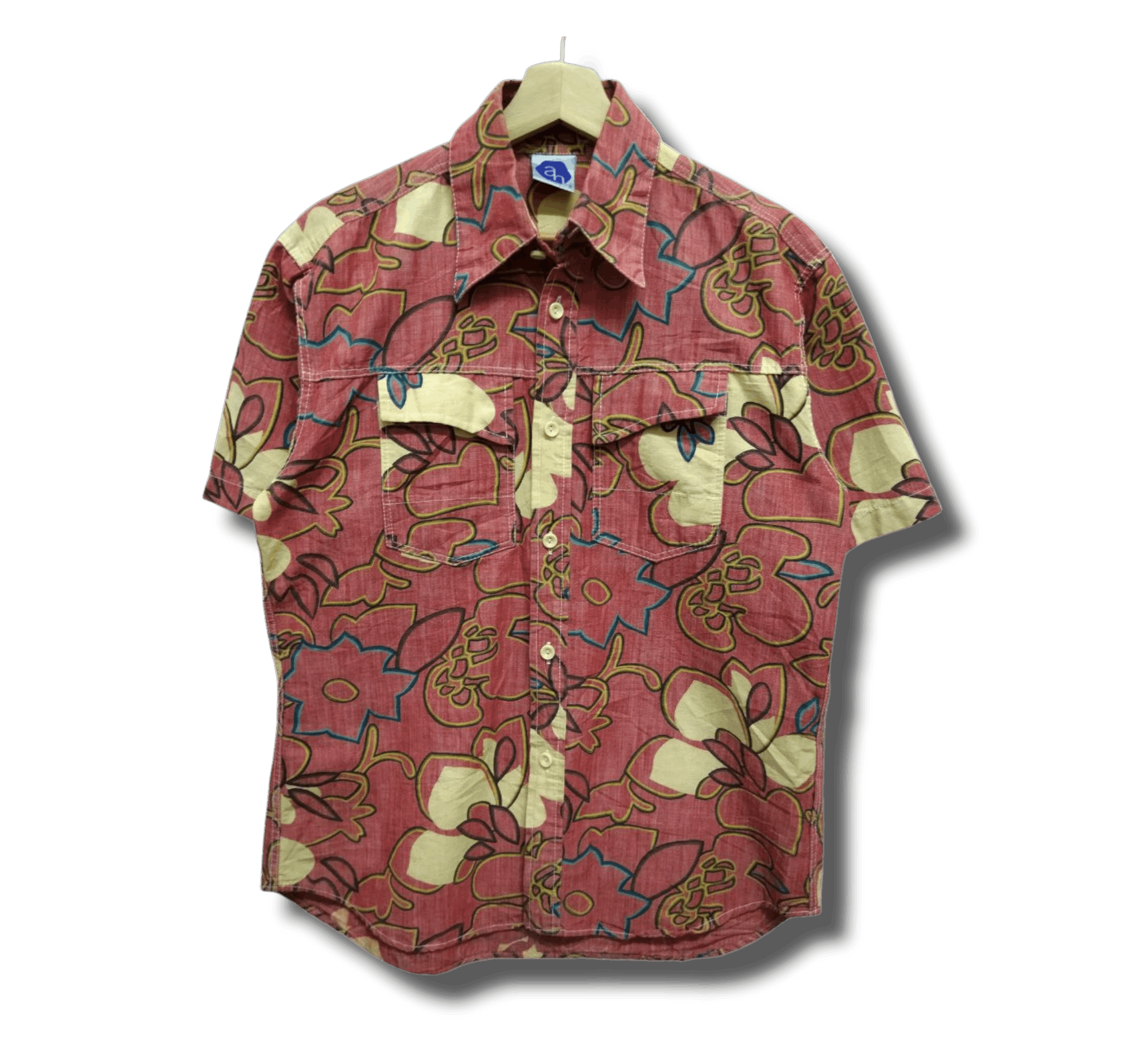 Japanese Abahouse Aloha Shirt in Red, Men's (Size Medium)