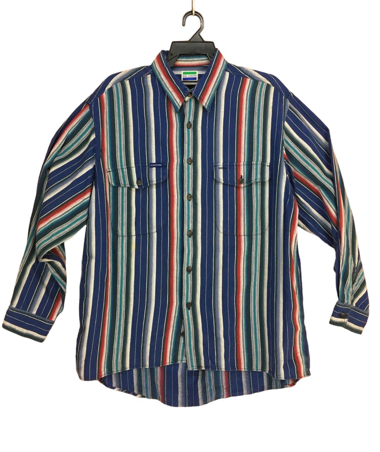 Nigel Cabourn x Vintage Niger Cabourn Multicolor Striped Button Up Shirt, Men's (Size Medium)