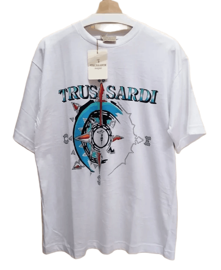Trussardi Maglie Spell Out Tshirt in White, Men's (Size Large)