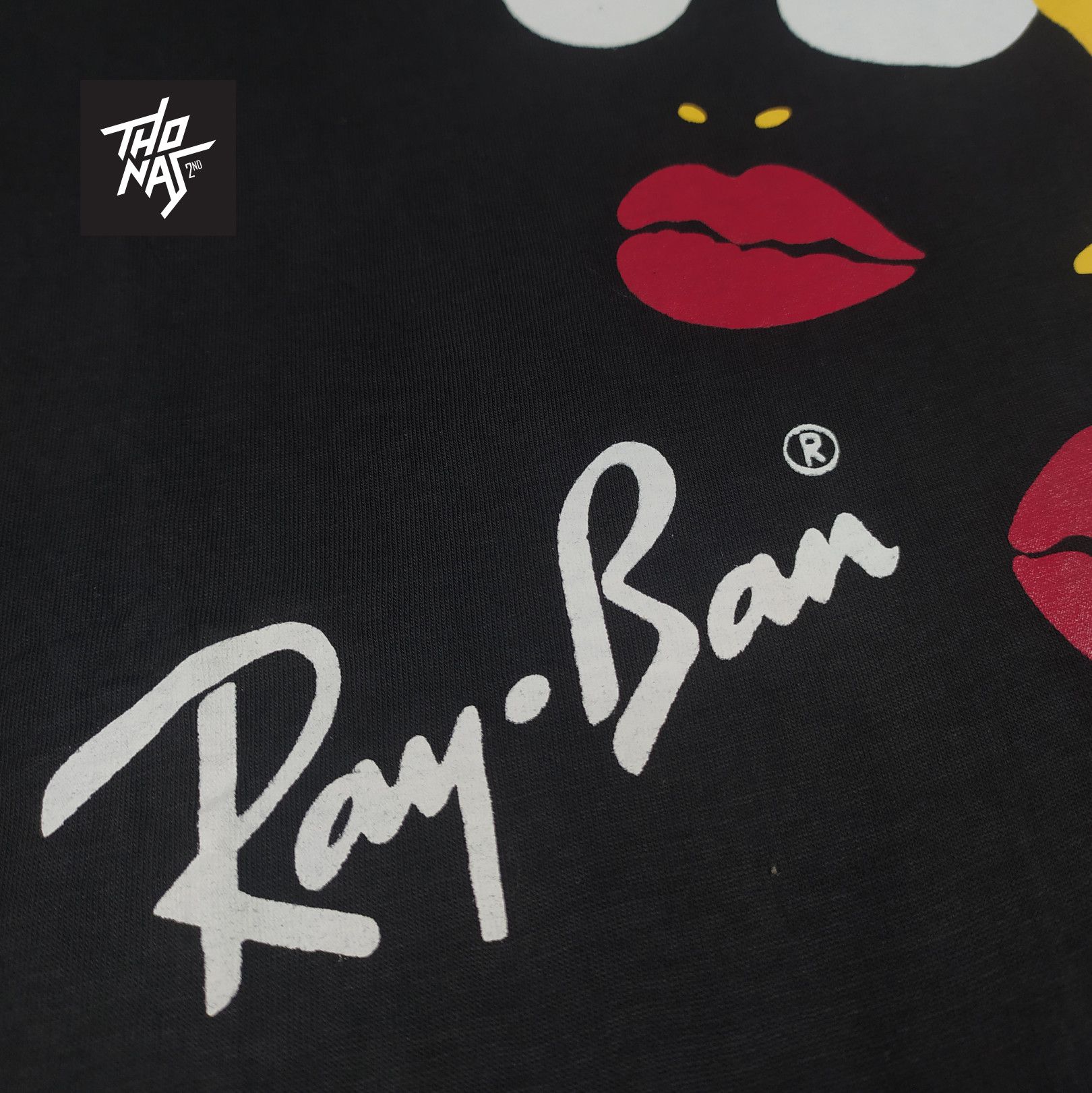 Designer Vintage Ray Ban T-Shirt in Black, Men's (Size Large)