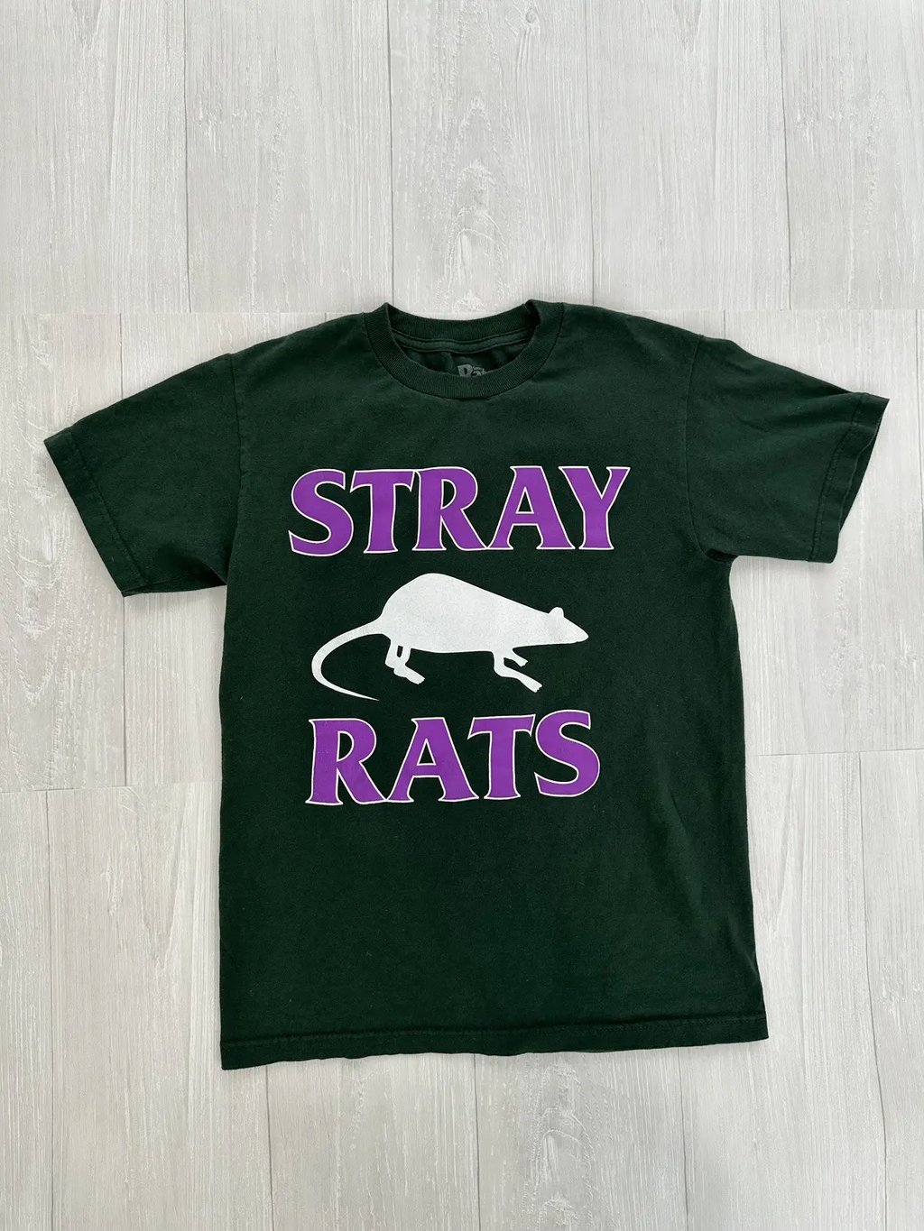 Stray Rats Forest Green + Purple Rat Logo Tee Sz. Small, Men's