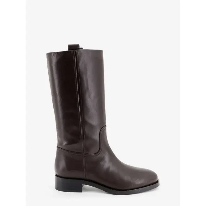 Aeyde Theo Moka Leather Knee High Boots Wom, Women's (Size 8)