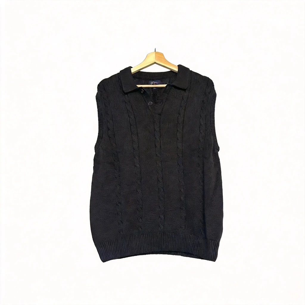 Noah Black Polo Collar Knit Vest/, Men's (Size M)