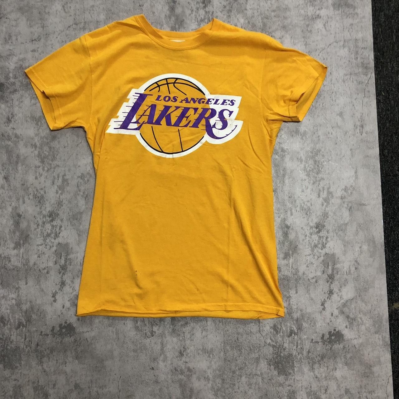 Majestic Yellow And Purple Los Angeles Lakers Tee Nba Lakers, Men's (Size Small)