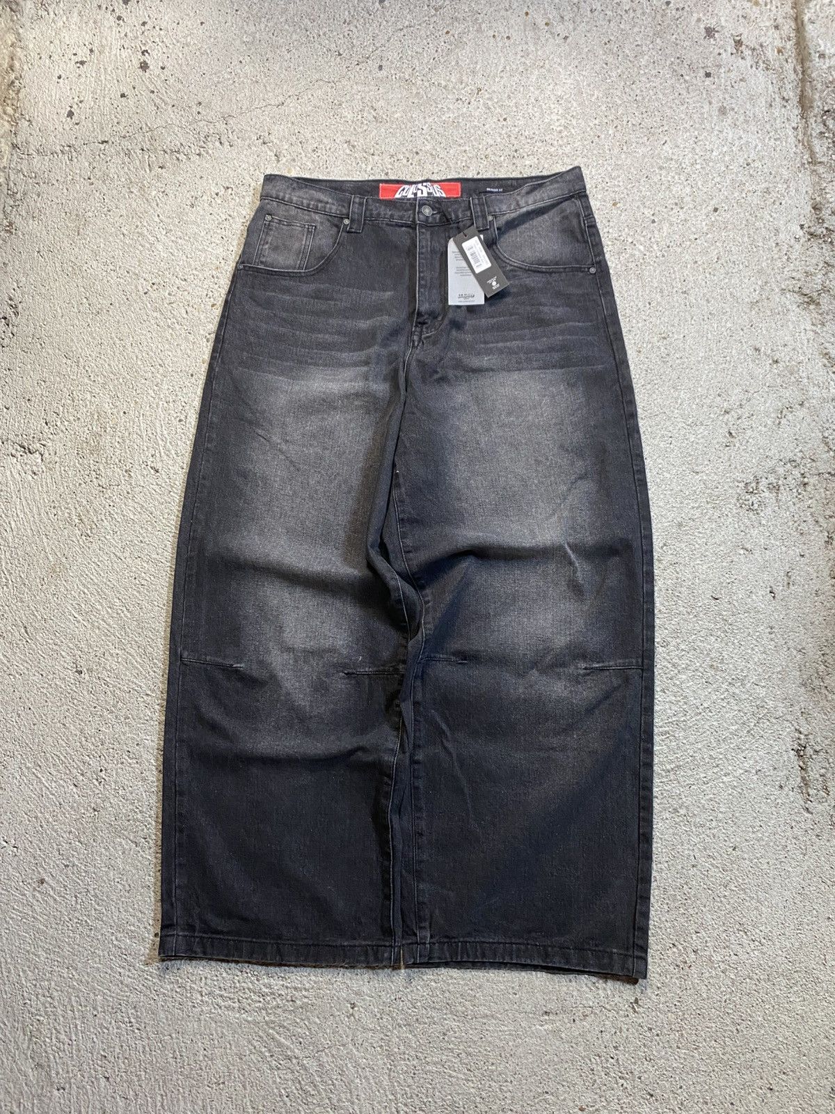Jaded London Colossus Denim Jeans Oversized Baggy Wide Leg in Grey, Men's (Size 34)