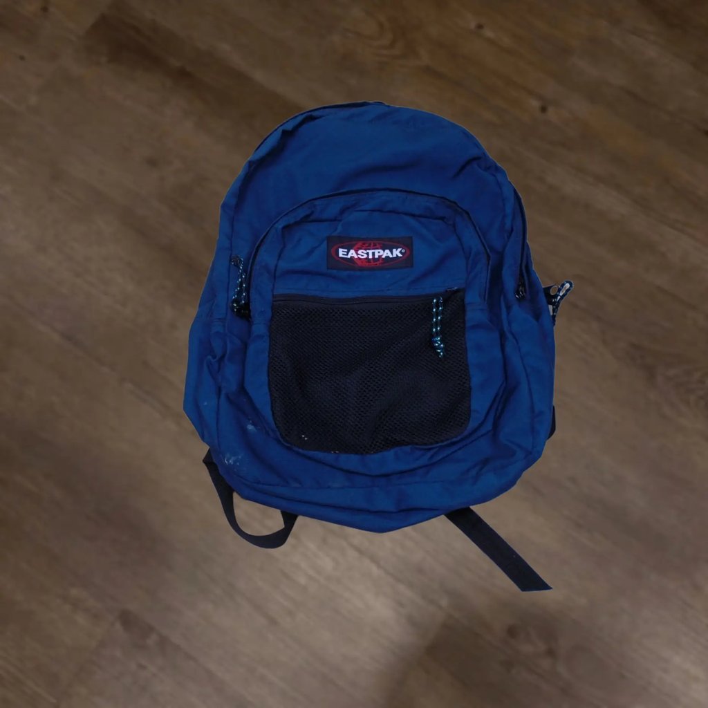 Vintage Eastpak Backpack Navy Blue Men 90s Y2K Canvas Adjustable Zippered Compartments School Travel Bag, Men's