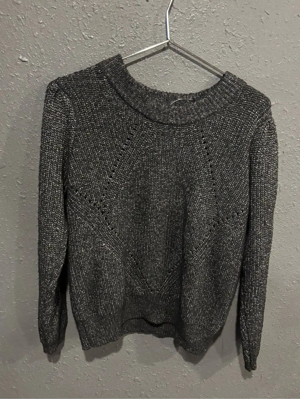 Maurices Charcoal Metallic Crewneck Sweater in Gray, Women's (Size Xl)