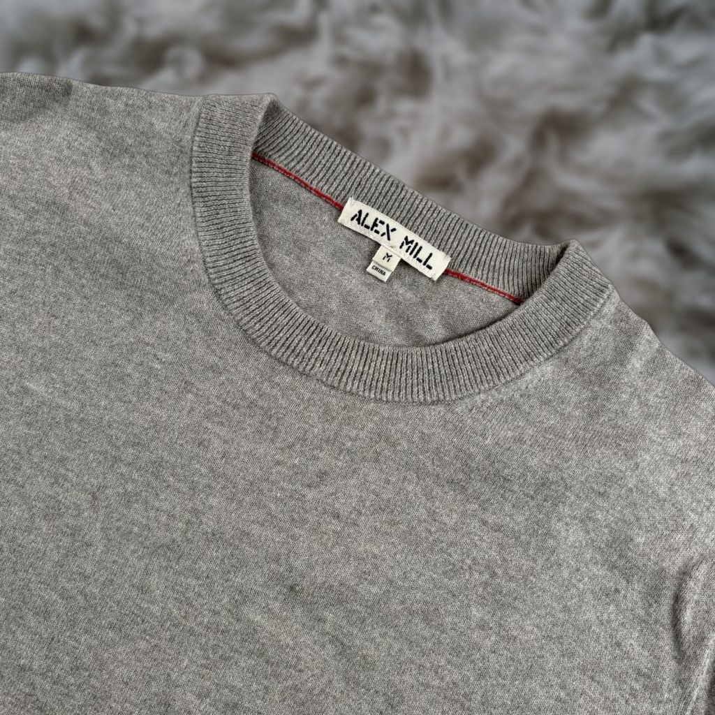 Vintage Alex Mill Men’S Sweater Crew Neck Medium Cotton Cashmere Gray Pullover Casual in Grey, Men's