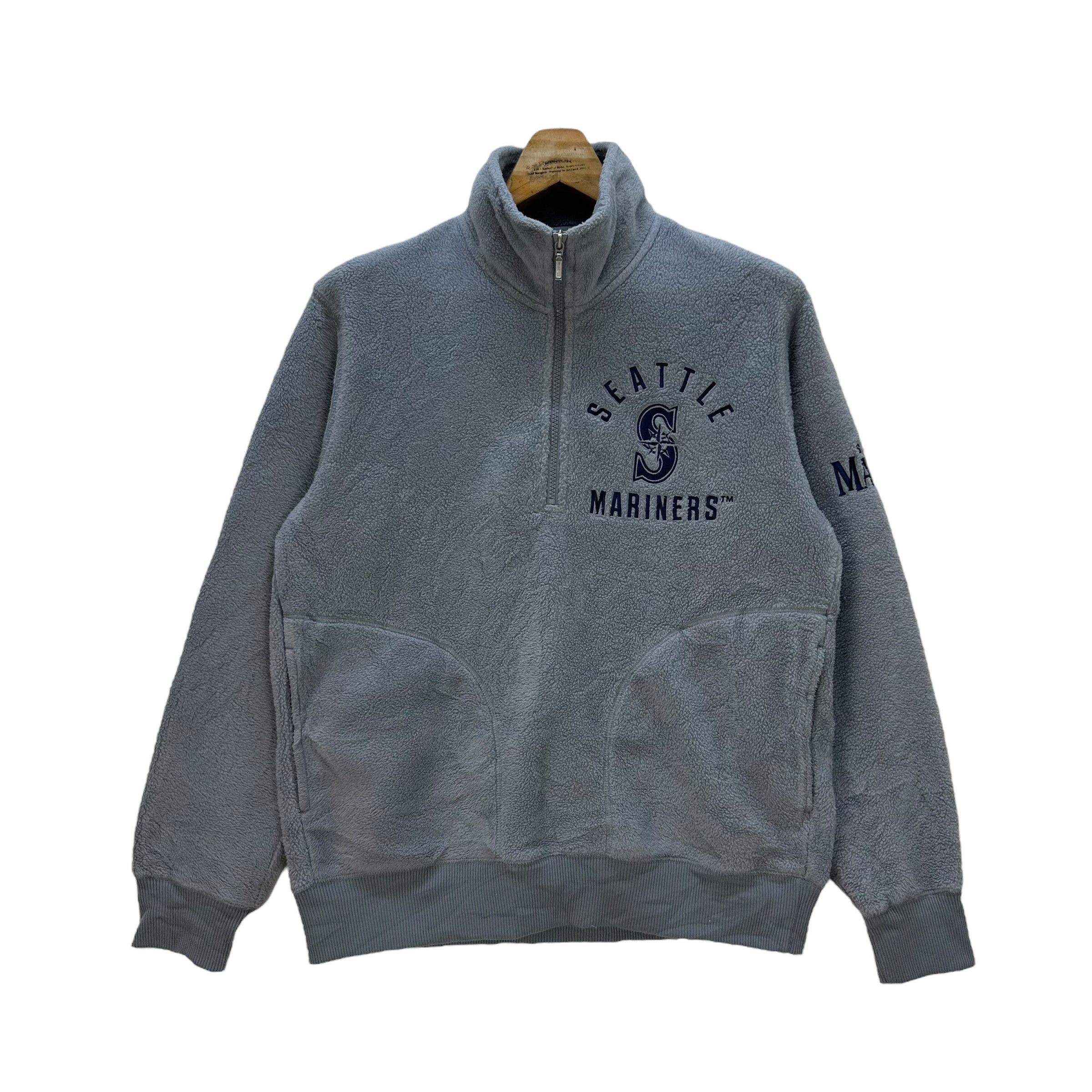 Mlb Seattle Mariners Half Zip Turtle Neck Fleece 9032-50 in Grey, Men's (Size Large)