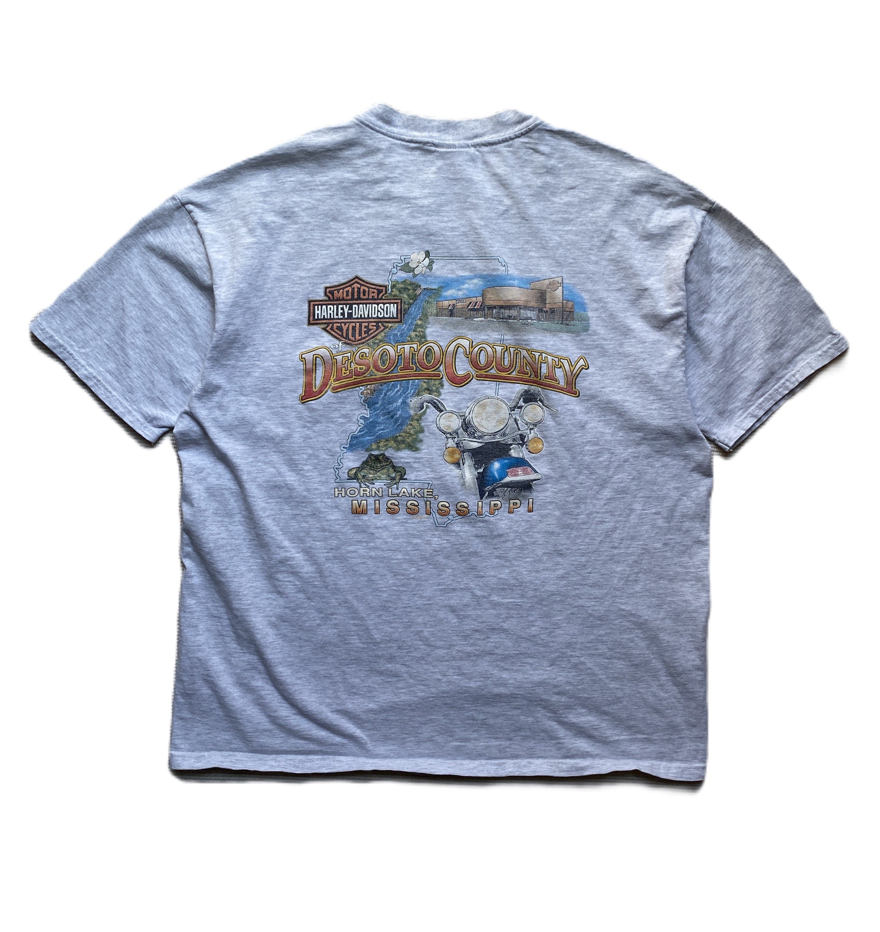 Harley Davidson Vintage 2000 Harley-Davidson Desoto County Pocket Tee in Grey, Men's (Size XL)