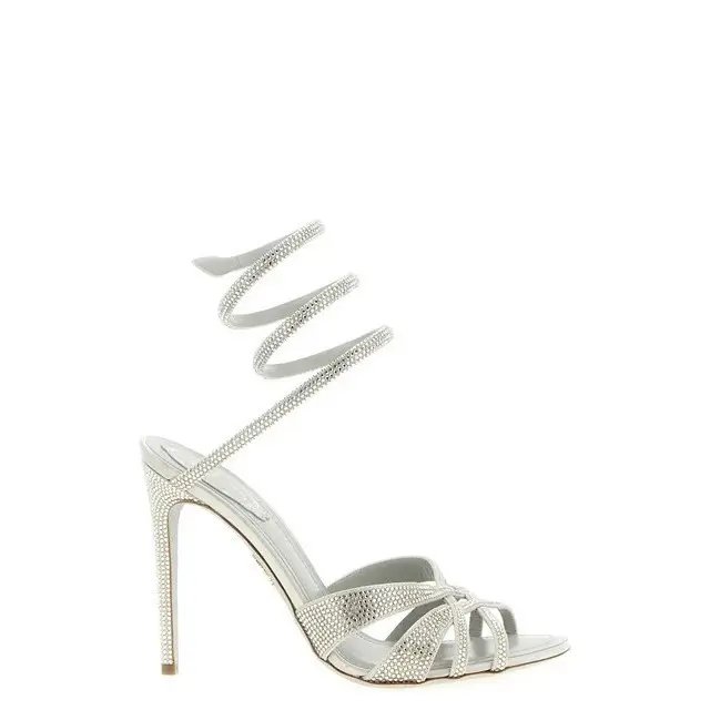 Rene Caovilla Dania Silver Crystal Sandals (, Women's (Size 7)