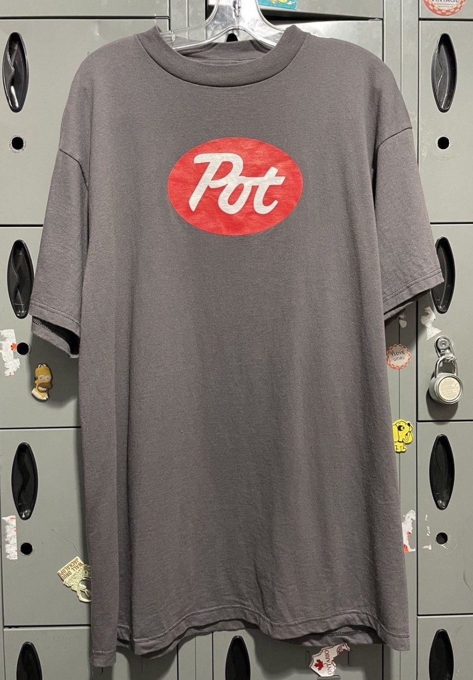 Tultex 90's Vintage Joke Tee Pot Post Logo Rip 420 Marijuana in Grey, Men's (Size XL)