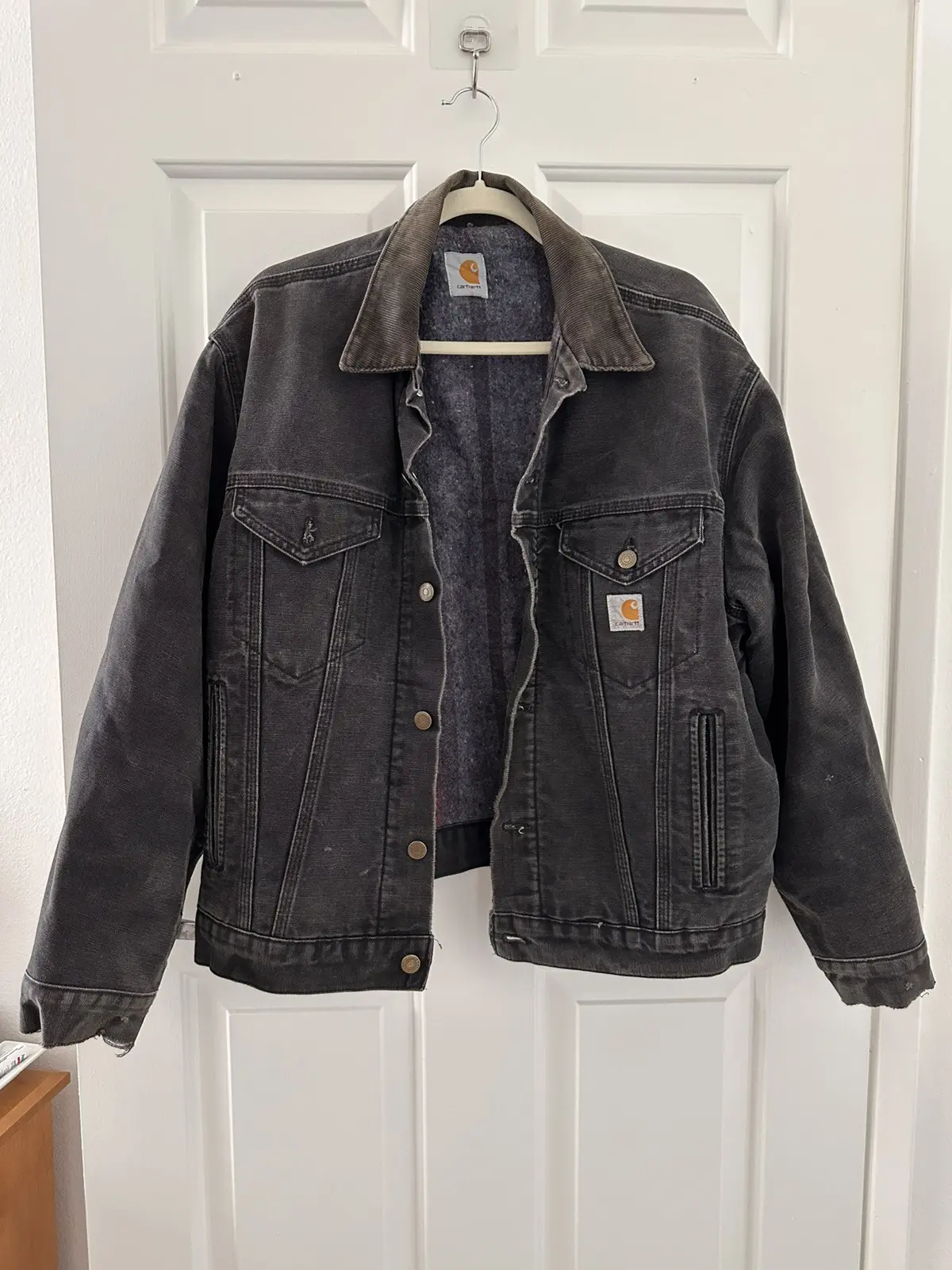 Carhartt Detroit Jacket Vintage Distressed in Grey, Men's (Size Medium)