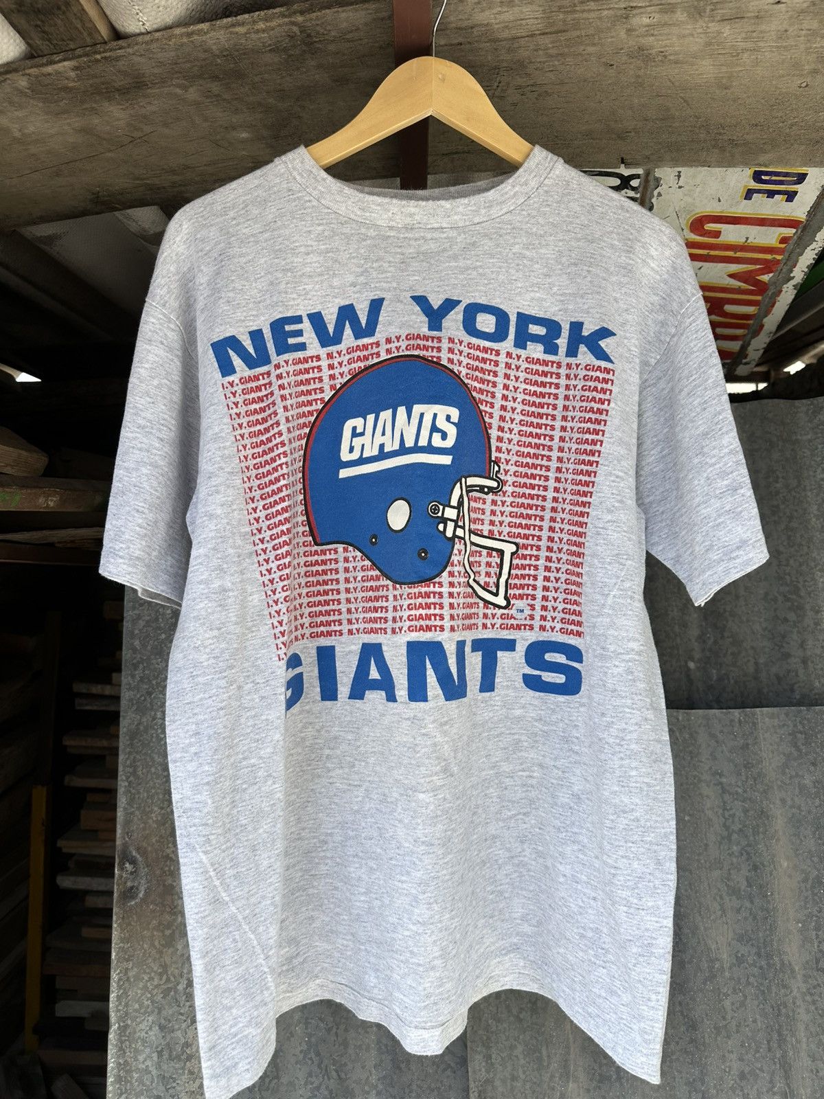 Vintage New York Giants 90's Tee Shirt in Grey, Men's (Size Large)