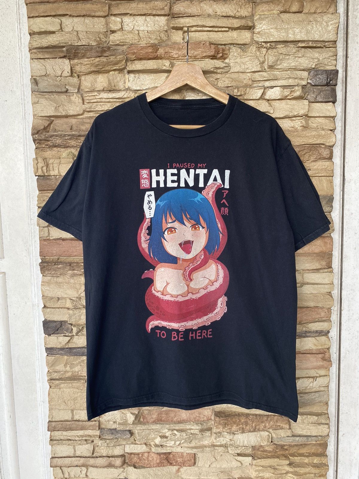 Vintage Naked Hentai Adult Anime Manga Tees in Black, Men's (Size Large)