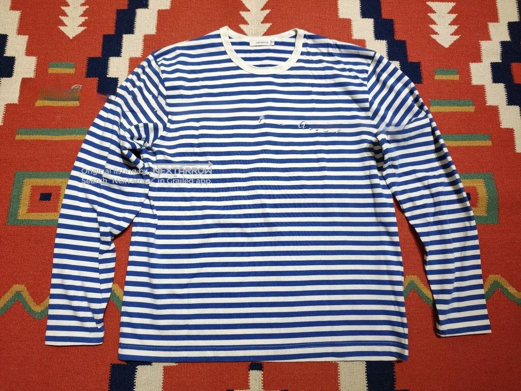 Nanamica Coolmax Striped Long Sleeve Tee in Blue, Men's