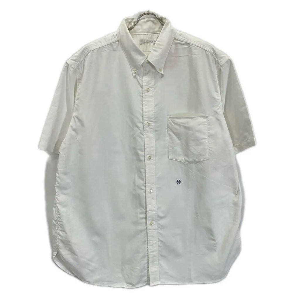 Nanamica White Nylon Button Down Wind S/S Shirt Size L, Men's