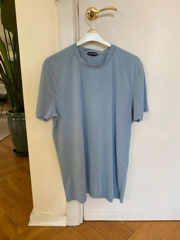Tom Ford Garment Dyed Cotton Lyocell T-Shirt Tee 48 It in Blue, Men's (Size Medium)