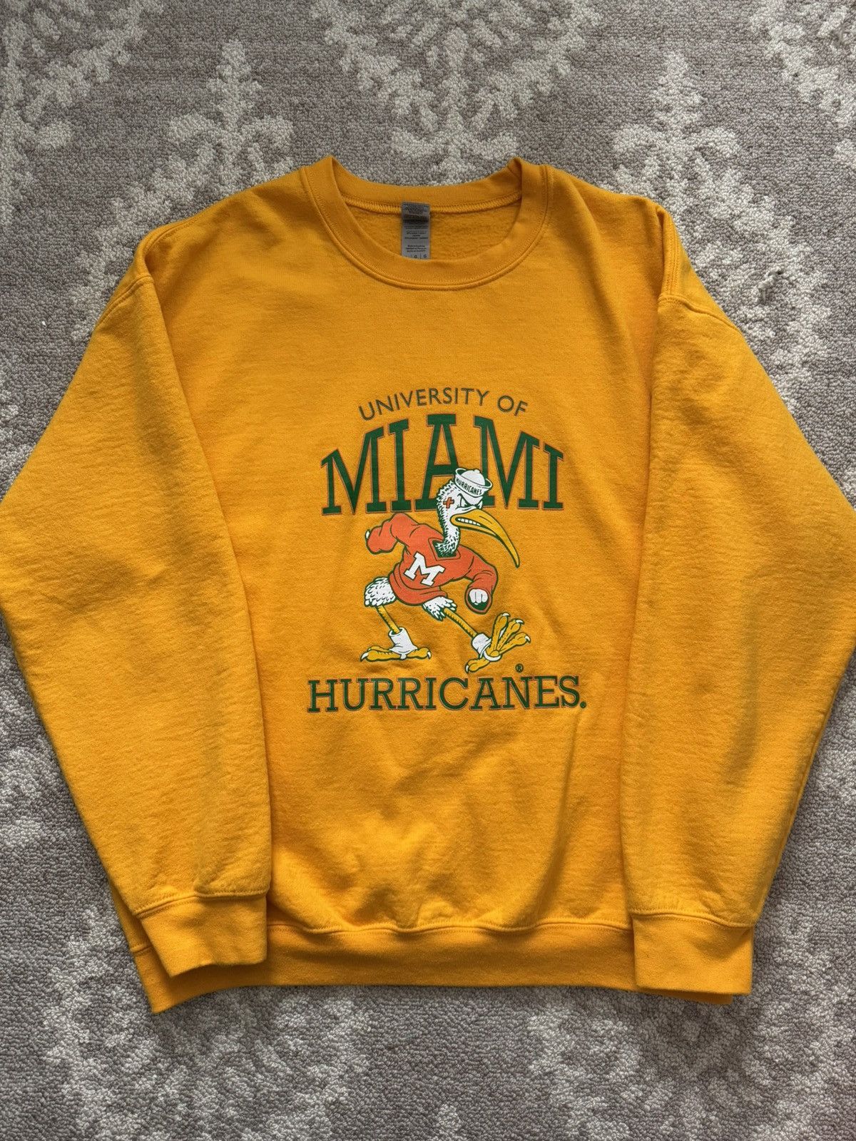 Vintage Miami Hurricanes Crewneck in Yellow, Men's (Size Large)