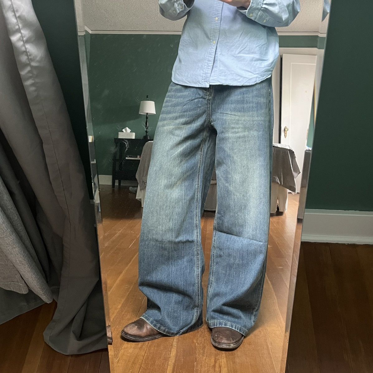 Supreme Baggy Wide Leg Faded Jeans in Blue, Men's (Size 30)