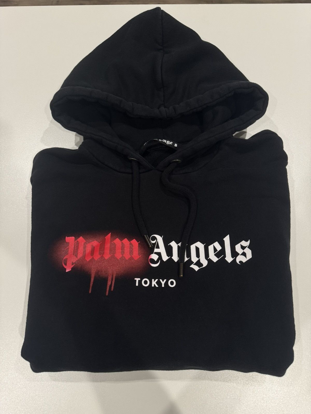 Palm Angels Tokyo Sprayed Logo Hoodie in Black, Men's (Size XL)