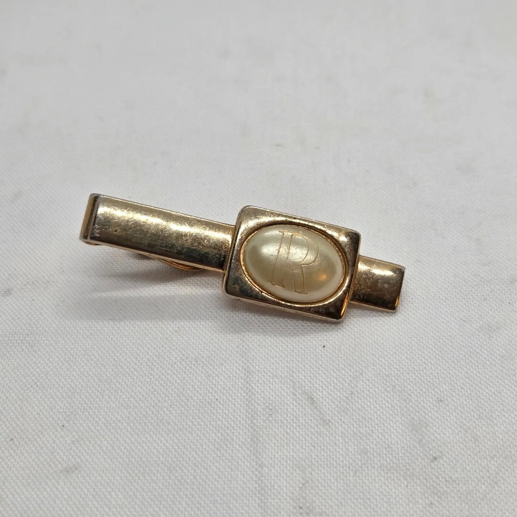 Vintage Swank Mop "R" Carved Tie Bar, Men's