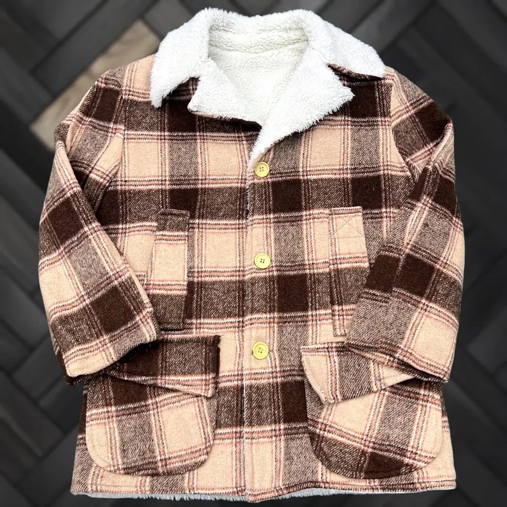 Vintage Woodsman Jacket Plaid Wool Bomber Coat Mens M Brown 60s 70s Flannel Insulated Lined Pockets Button Casual Workwear Travel Outdoor Vintage Mens, Men's