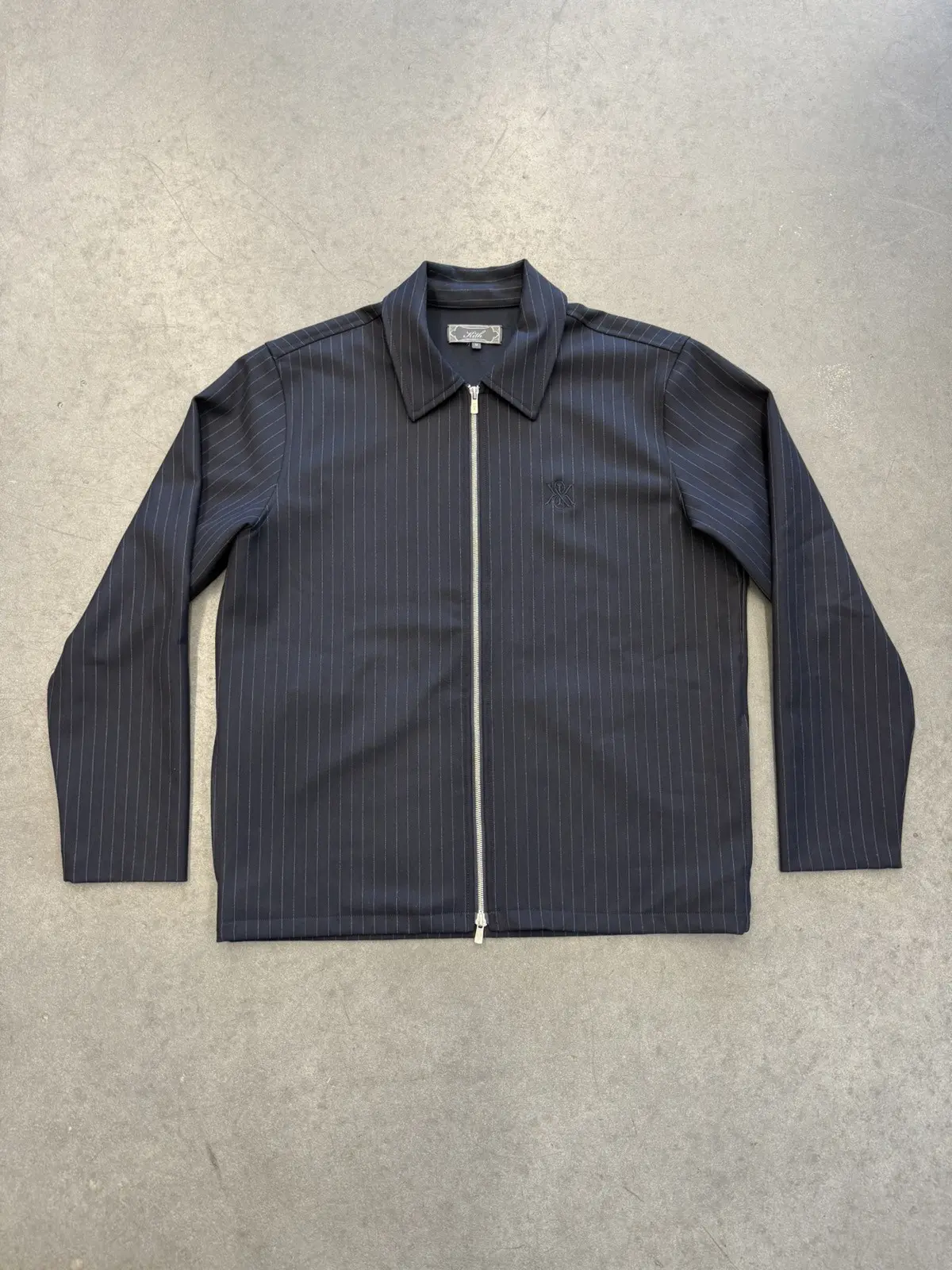 Kith Double Weave Full-Zip Striped Coaches Jacket in Blue, Men's (Size Medium)