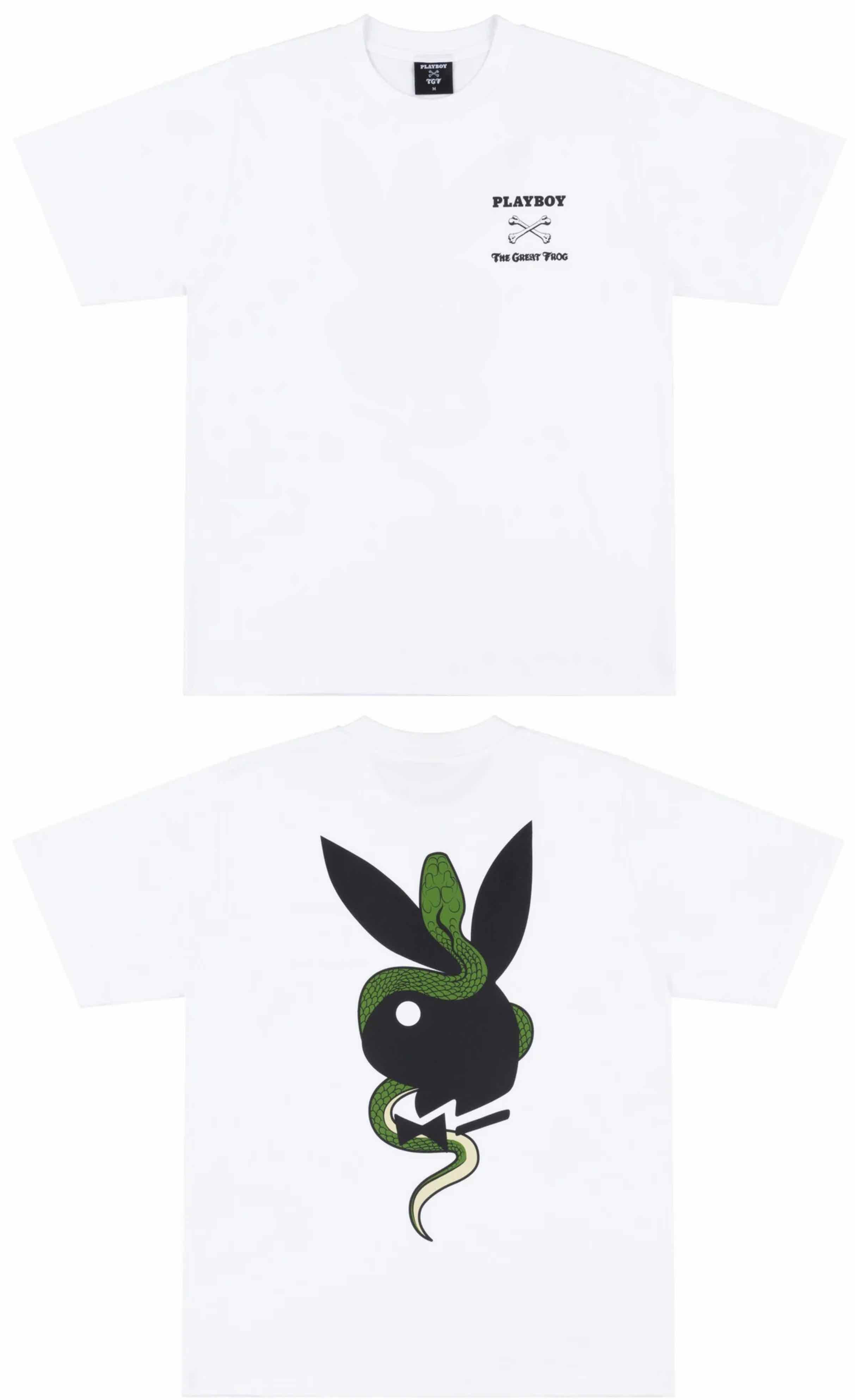 Playboy Great Frog White Supreme Snake T-Shirt Tee L, Men's (Size Large)