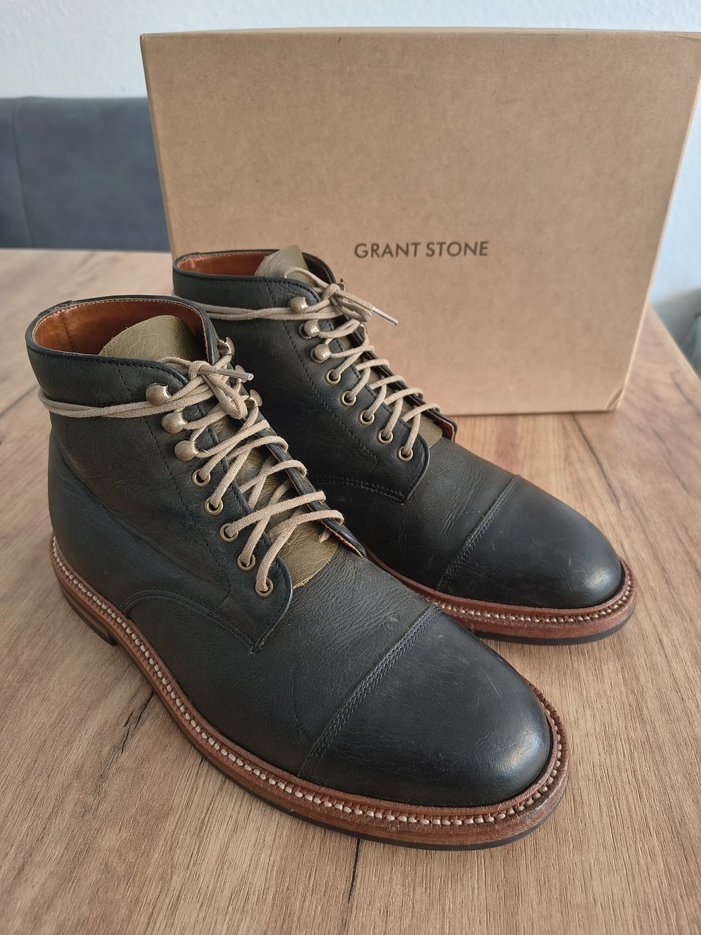 Vintage Grant Stone Cap Toe Boot Us 6.5e Forest Kudu in Green, Men's