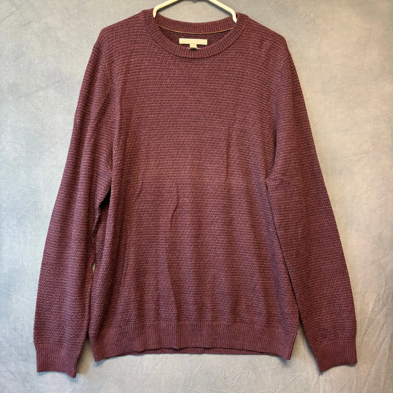 Nordstrom Sweater 100% Extra Fine Merino Wool Knit Fisherman in Purple, Men's (Size XL)