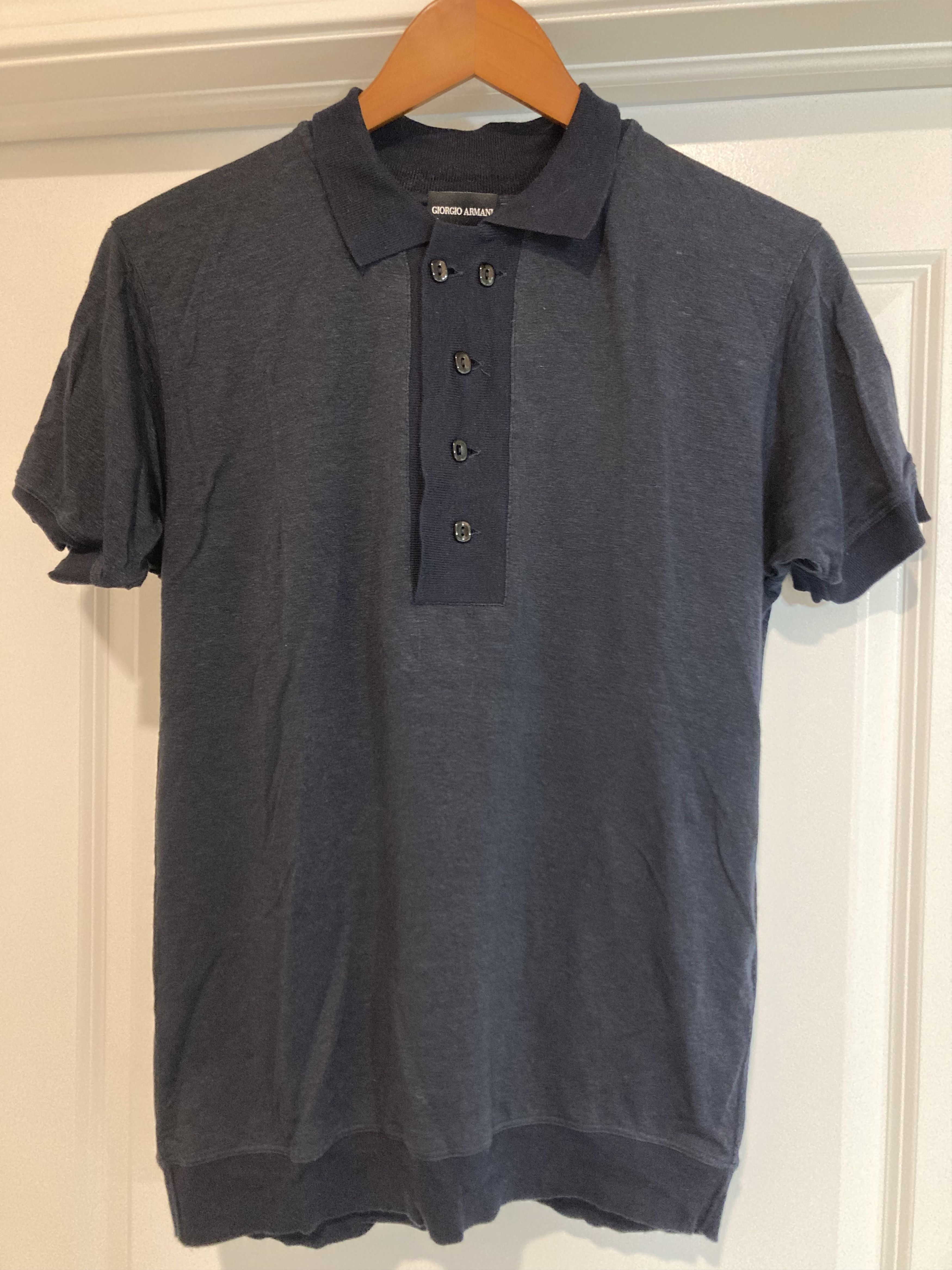 Giorgio Armani Short-Sleeve Polo in Blue, Men's (Size Medium)