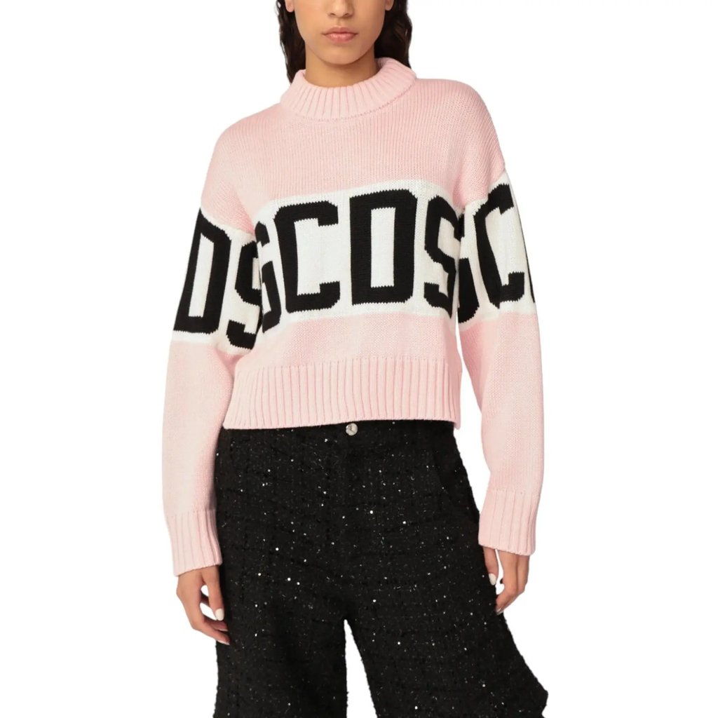 Wool Logo Band Boxy Sweater Pink Medium -, Women's