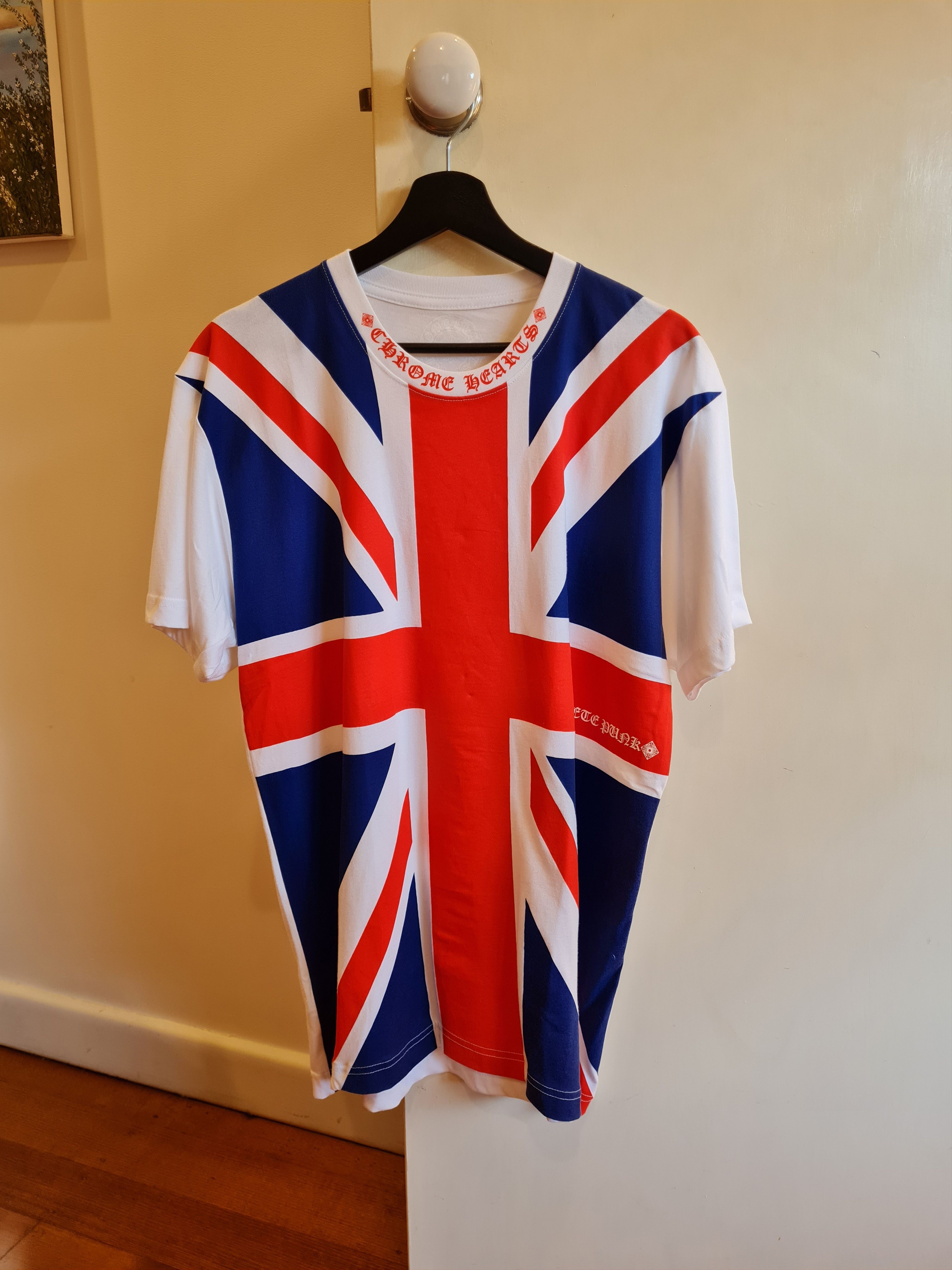 Chrome Hearts Union Jack T-Shirt in White, Men's (Size Large)