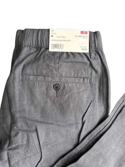 Uniqlo Linen Blend Relaxed Pants in Grey, Men's (Size 32)