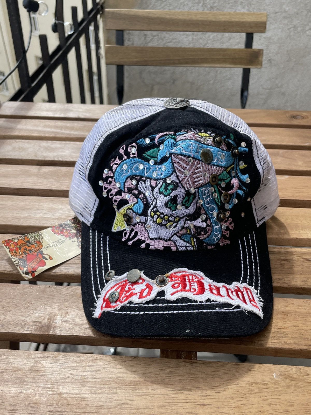 00S Ed Hardy By Christian Audigier Cap Y2K Rap Swag in Black, Men's