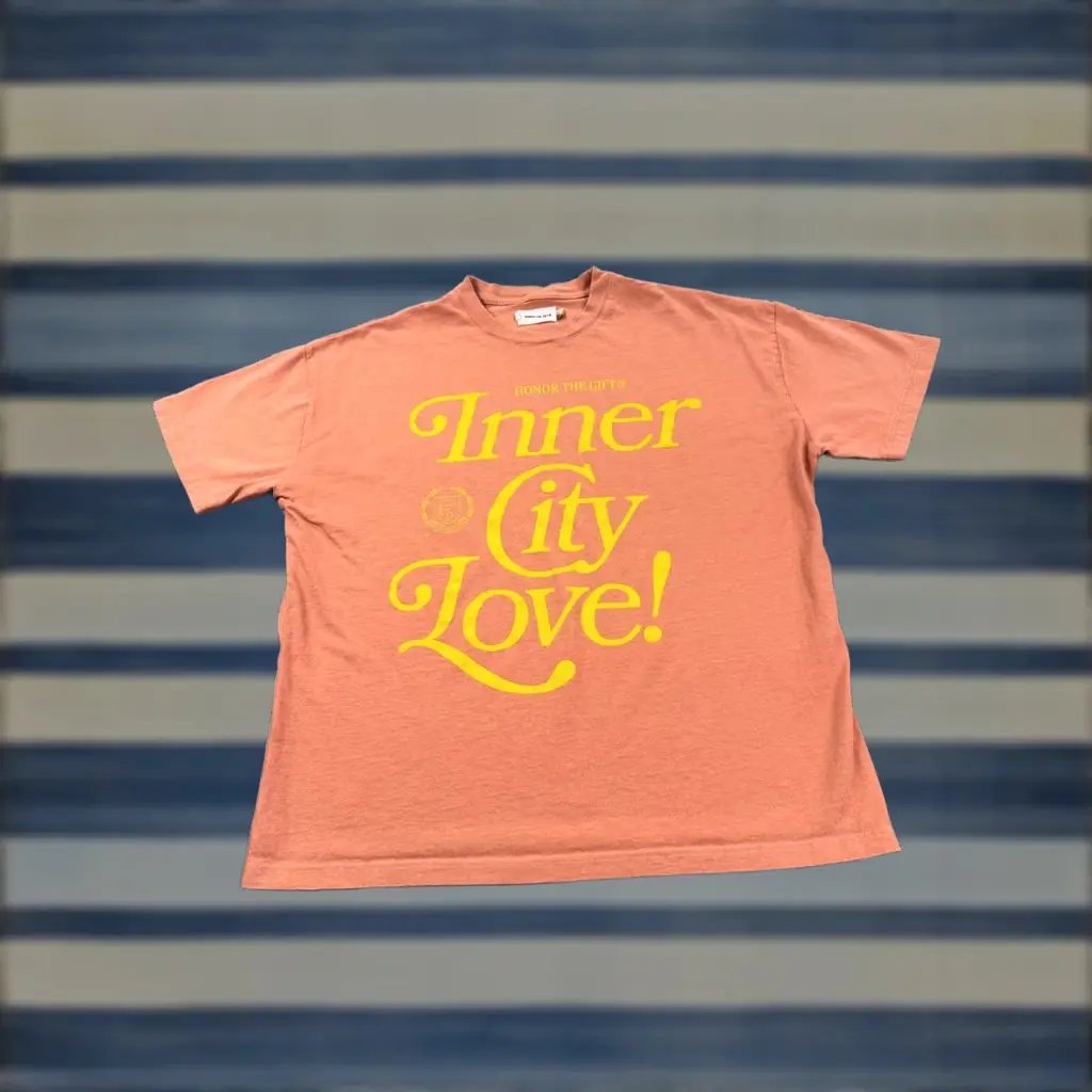Honor The Gift T-Shirt Mens 2XL Orange Inner City Love Short Sleeve Crewneck Graphic Print, Men's (Size Xxl)